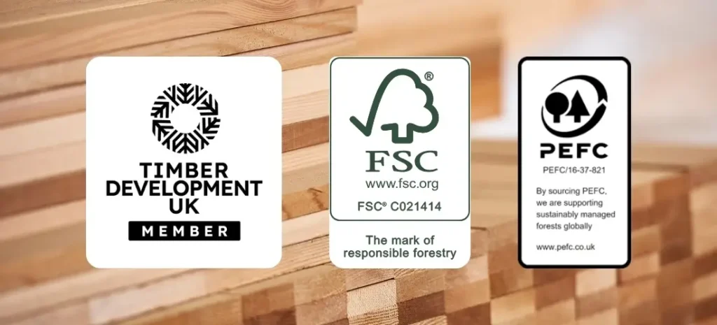 Timber Development UK member, FSC, PEFC Logos