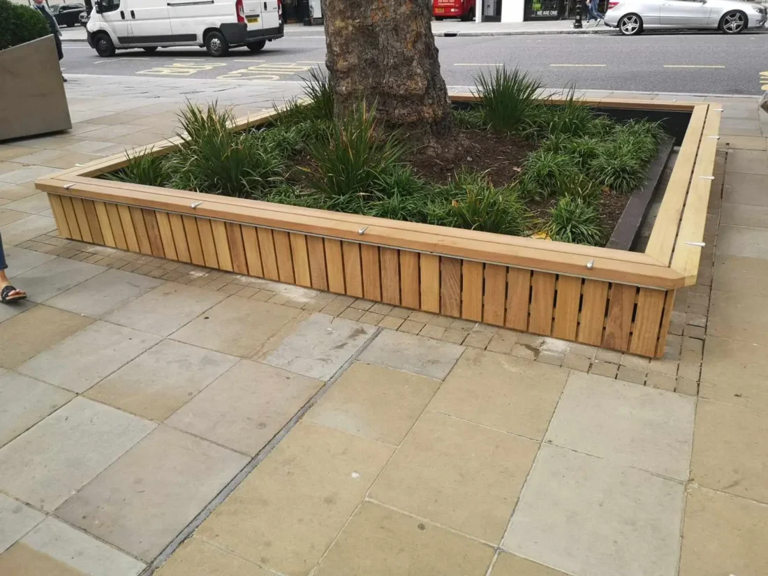 FSC Iroko bespoke seating for Cadogan Estates - Duke of York Square, London