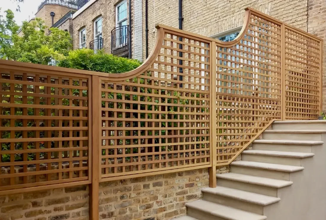 Bespoke Square Trellis with a 68mm gap in Iroko