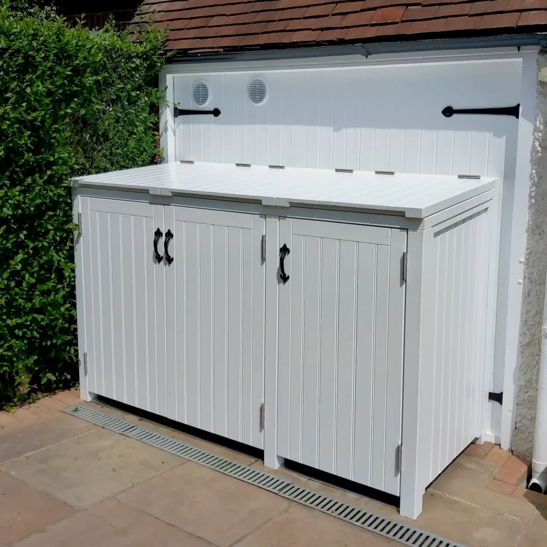 Bespoke triple bin store painted in White