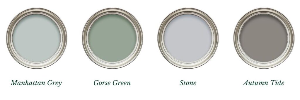 Colours used in the project- Manhattan Grey, Gorse Green, Stone, Autumn Tide