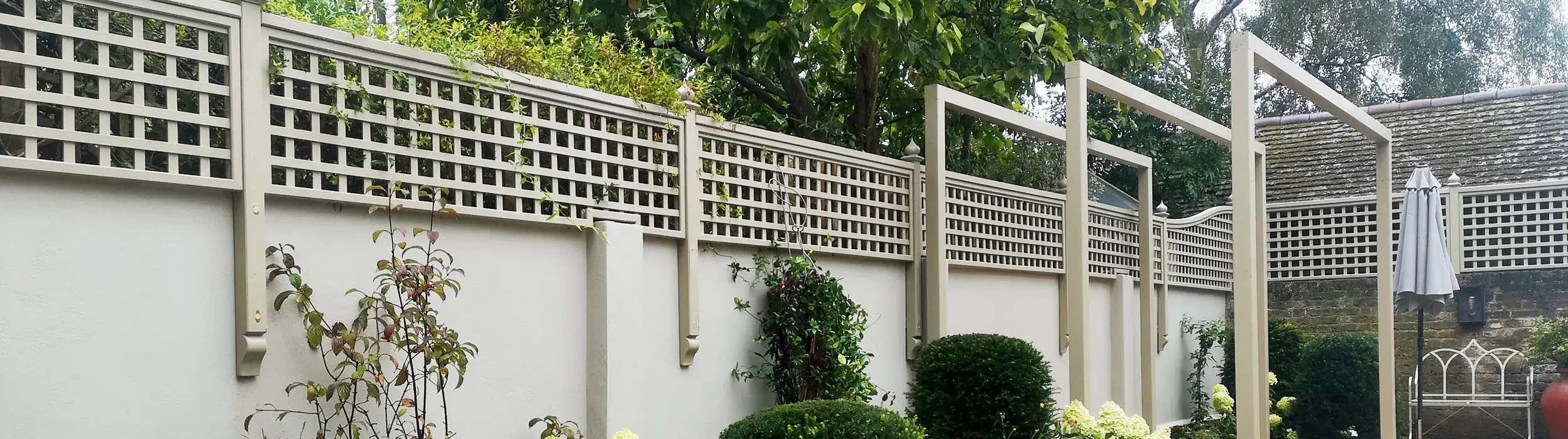 bespoke trellis on top of a wall