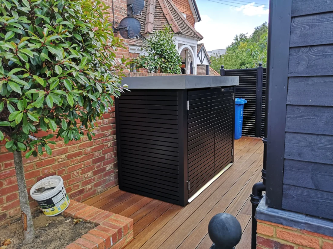 Contemporary Bike Shed with GRP Roof, painted Black