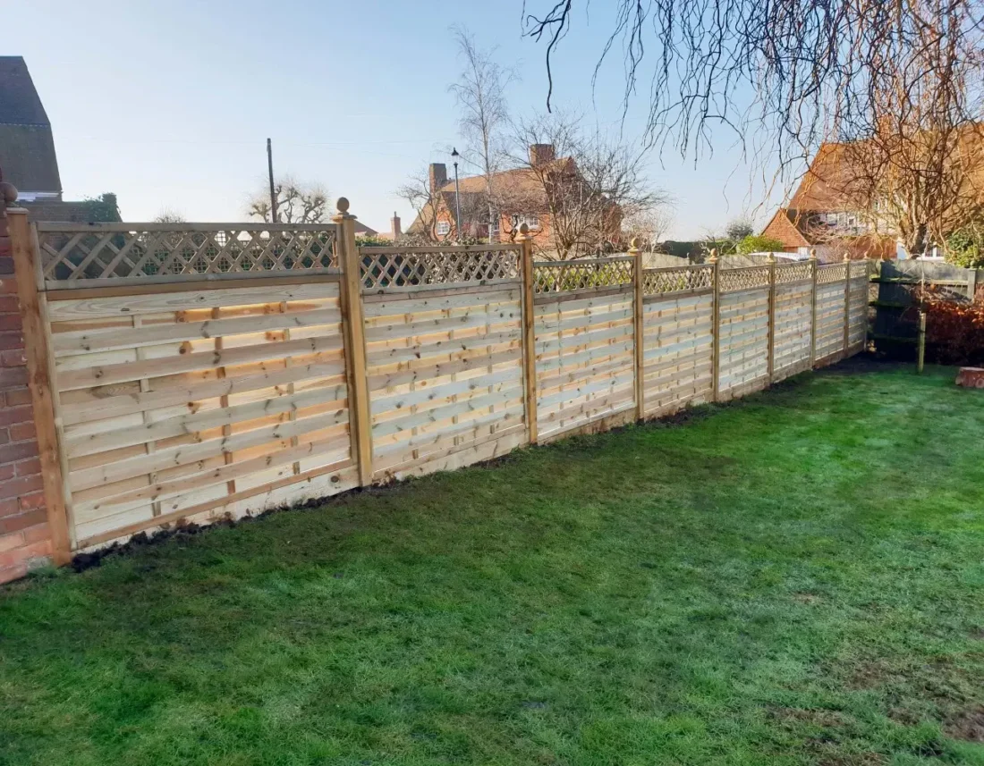 Natural Solid Panels with Open Diagonal Trellis Topper Panels above