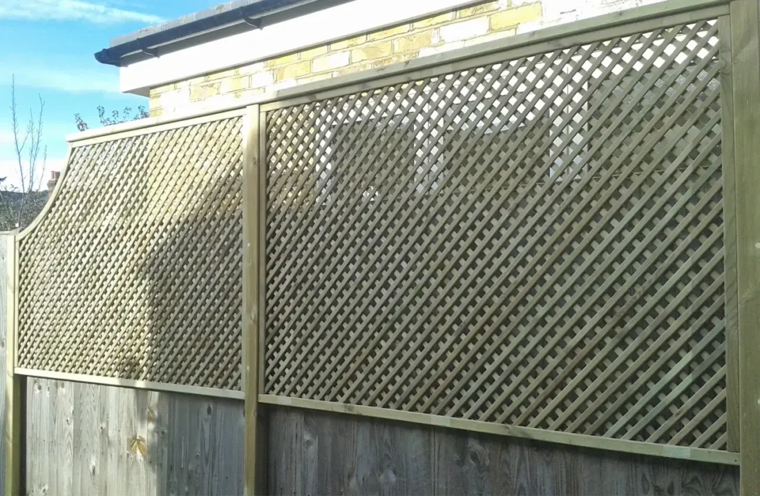 Natural Diagonal Privacy Trellis Panels face fixed to existing posts