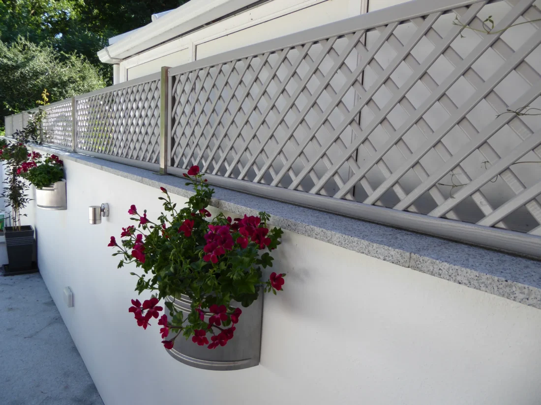 Painted Diagonal Trellis Panels fitted atop a wall