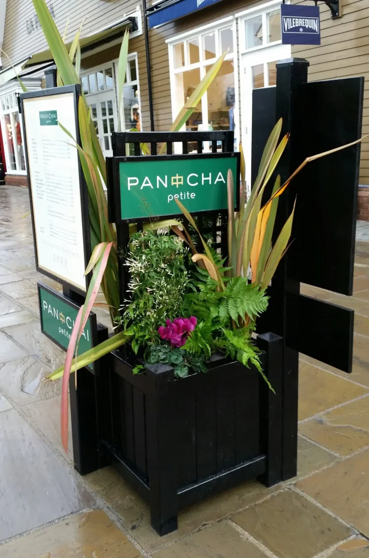 Open Square Trellis Panel with Square Planter painted Black