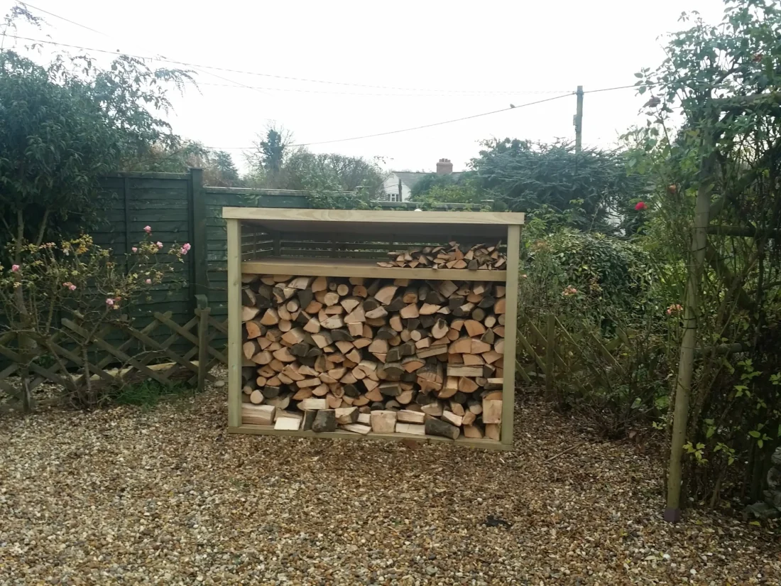 Natural Log Store with Kindling Shelf