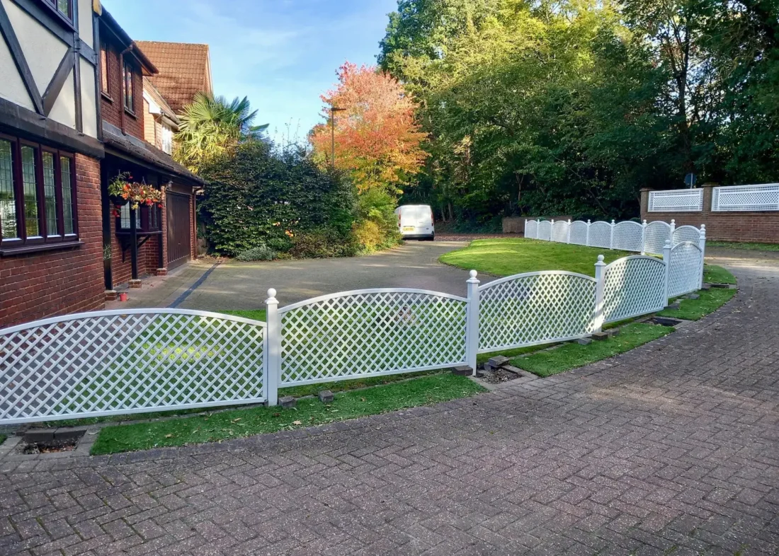 Diagonal Trellis Convex Arched Topper Panels painted in White