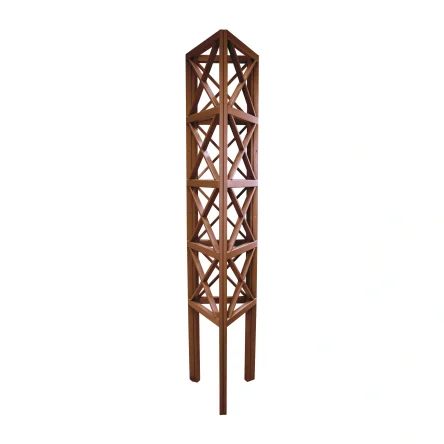 RHS Prestige Triangular Cross Detail Wooden Tower Obelisk Painted Hazel Brown