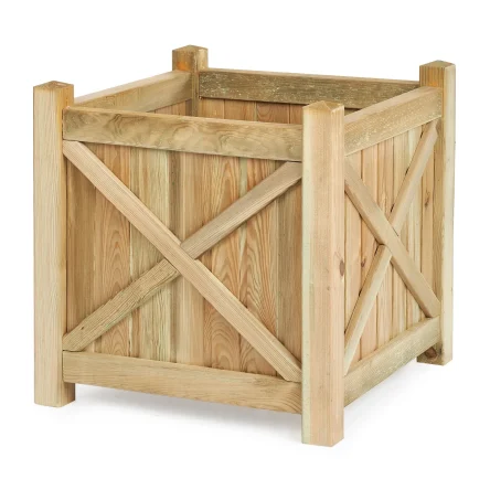 Diagonal cross panel square planter Natural