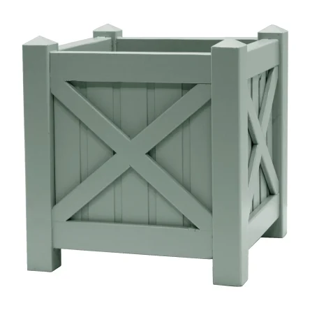 Diagonal cross panel square planter Painted Greenwich Green