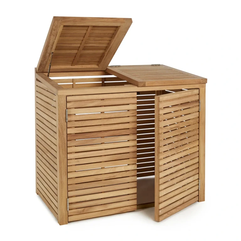 RHS Prestige Double Slatted Bin Store Iroko