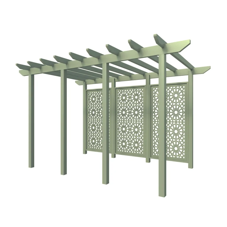 Pergola Vista Open Medina Large Painted Angled Gorse Green