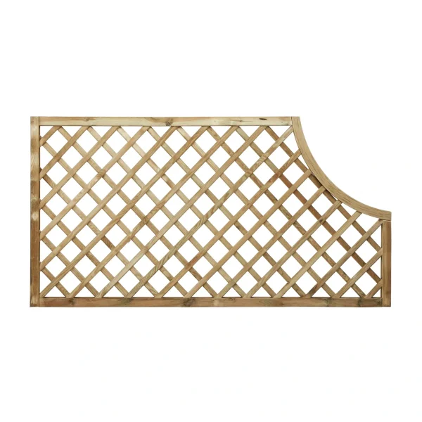 Open Diagonal Trellis Corner Arch Panel (70mm Gap) Natural - 1200mm high