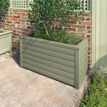 RHS Prestige Contemporary Rectangular Planter Painted Dark Olive