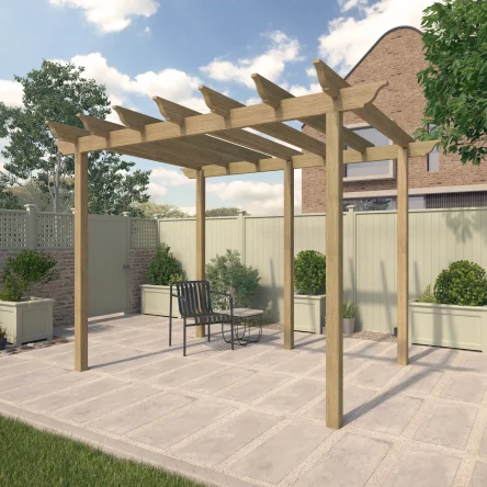 RHS Prestige Medium Pergola Iroko