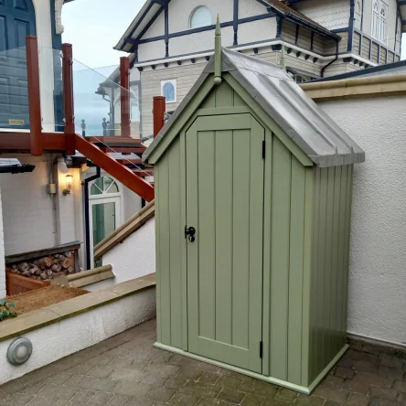 Traditional Garden Store painted in Gorse Green