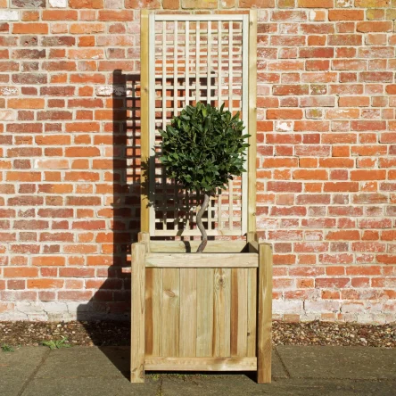 Square Trellis Backed - Square Planter Natural