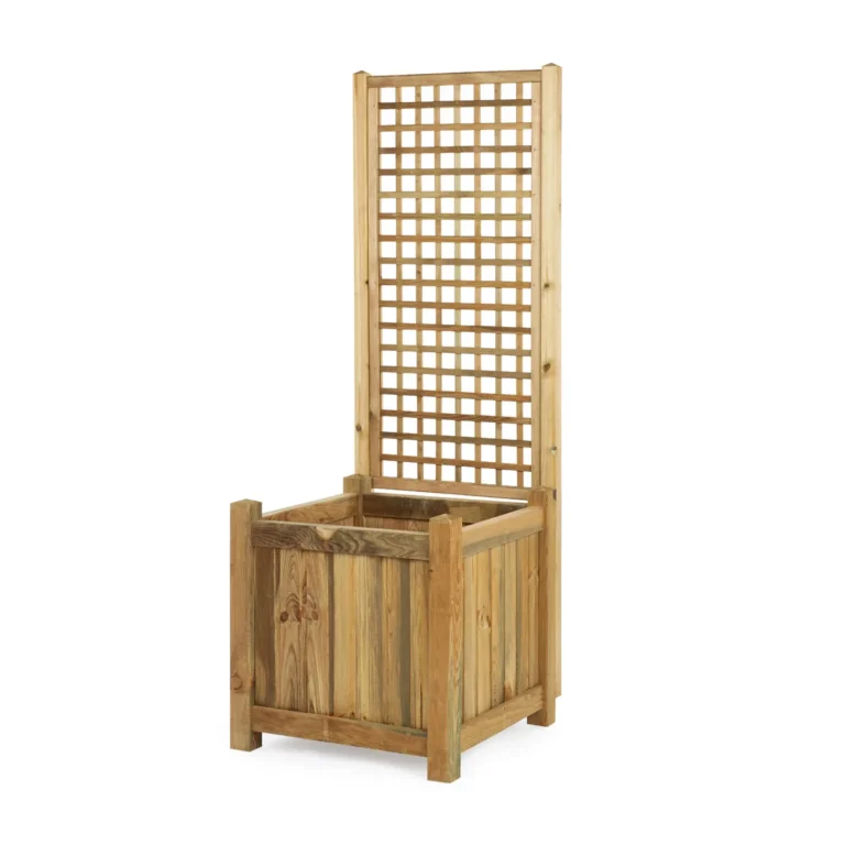 Square Trellis Backed - Square Planter Natural