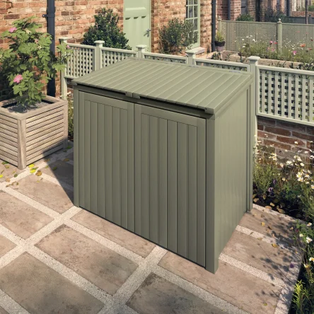 RHS Prestige Double Solid Bin Stores painted Dark Olive