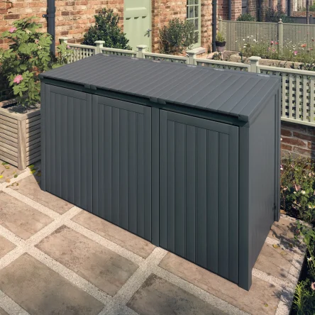 RHS Prestige Triple Solid Bin Store painted Charcoal