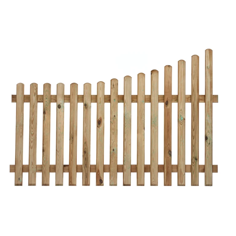 Curved down picket fencing - Curving down to the left