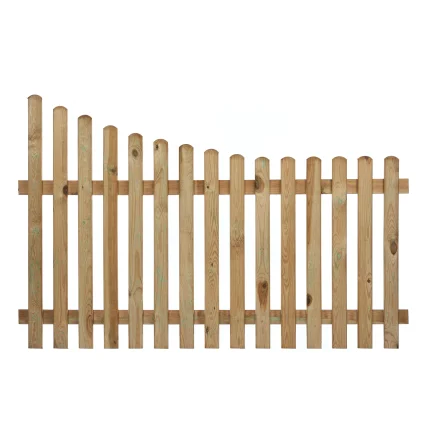 Curved down picket fencing - Curving down to the right