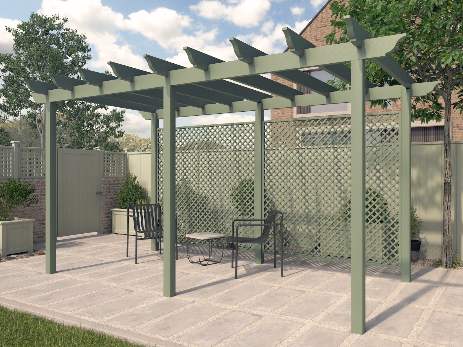 RHS Prestige Large Pergola with diagonal trellis panels