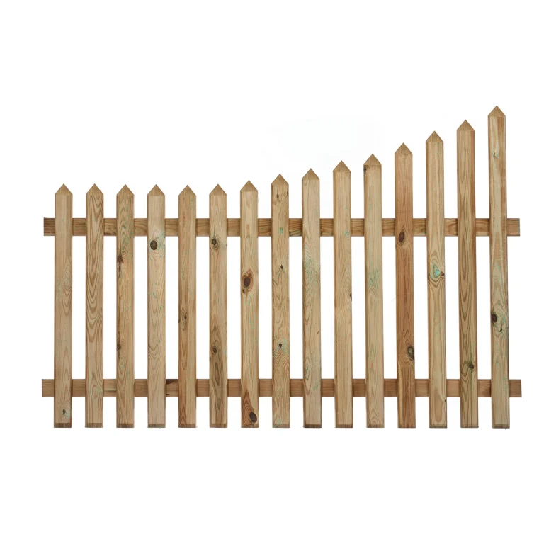 Curve Down Pointed Top Picket Fence - Curving down to the left